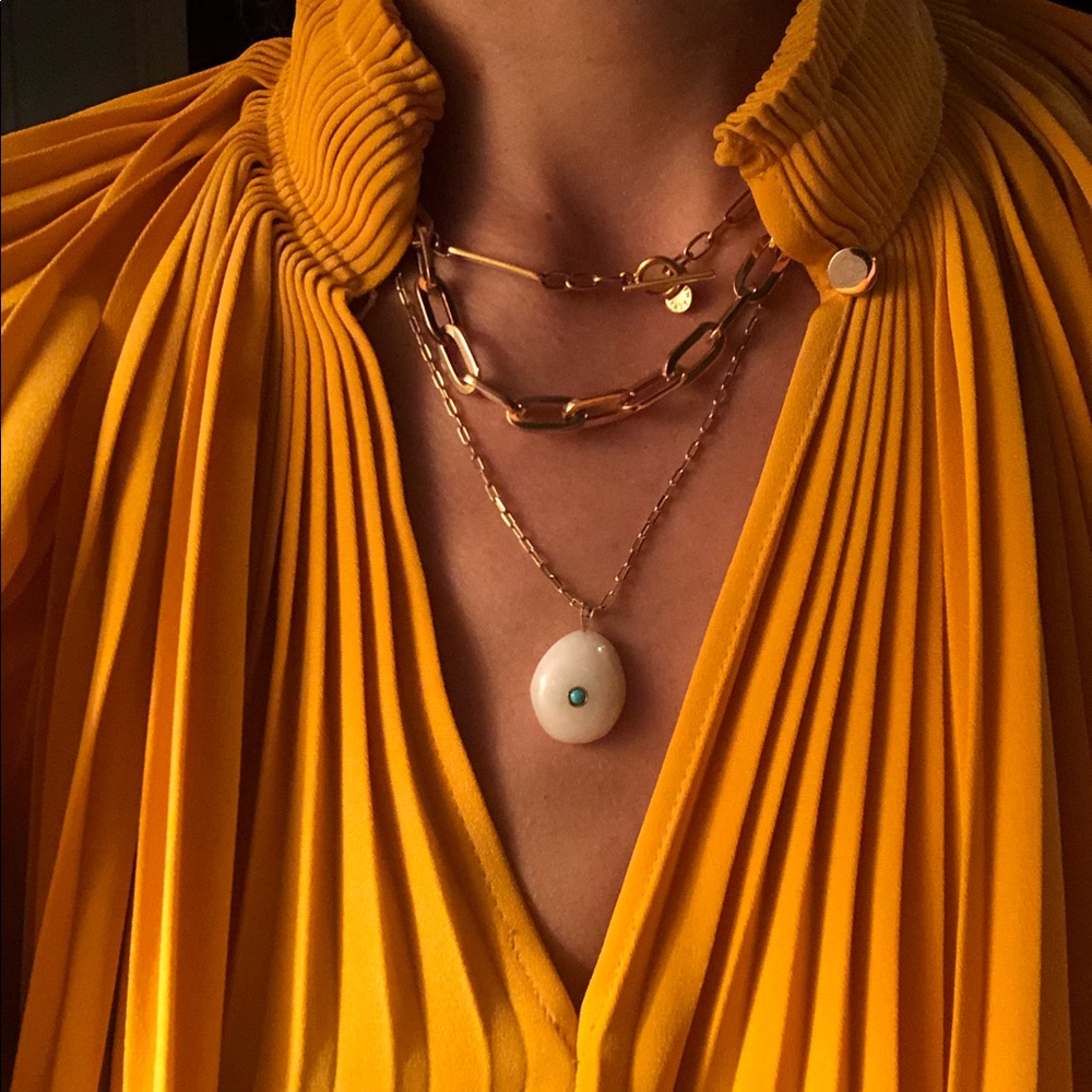 Ochie beach stone + 14k gold + turquoise stone